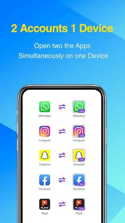 2Accounts MOD APK Best Multiple Accounts and App Cloning App for Android [Premium Unlocked] Screenshot