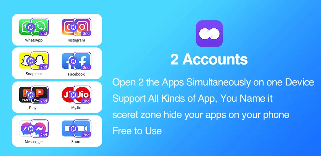 2Accounts MOD APK Best Multiple Accounts and App Cloning App for Android [Premium Unlocked] Screenshot