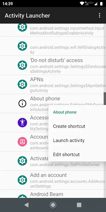 Activity Launcher MOD APK Best Android Shortcut and Hidden Settings Access App [Premium Unlocked] Screenshot