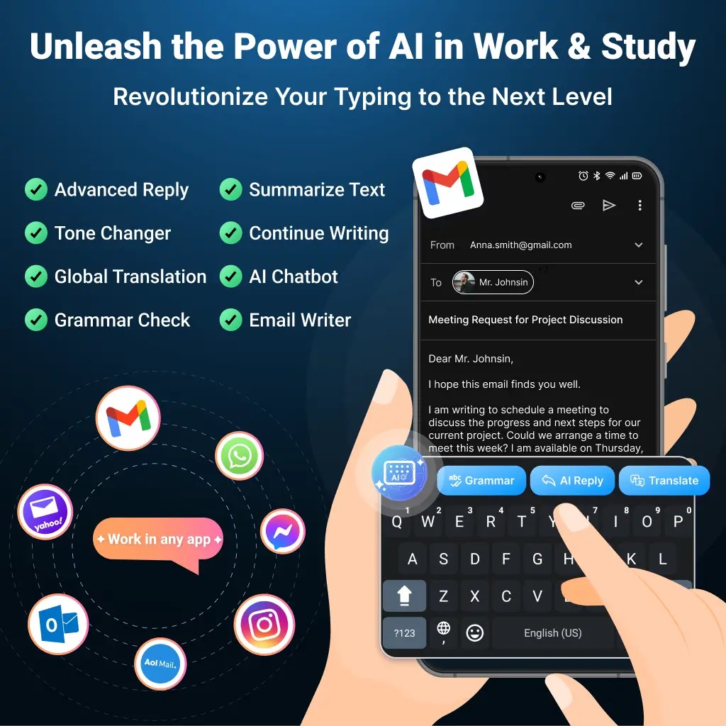 AI Keyboard MOD APK Premium Unlocked Smart Typing &amp; AI Writing Assistant For Android (Latest Version) Screenshot