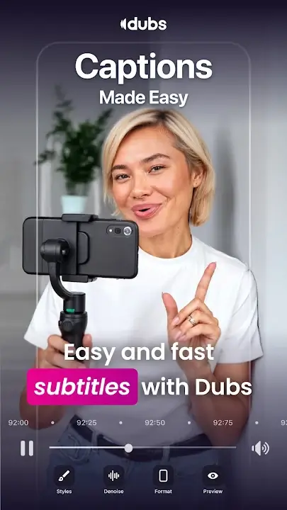 Dubs Captions MOD APK Best AI Caption Generator and Video Subtitle App for Android [Premium Unlocked] Screenshot