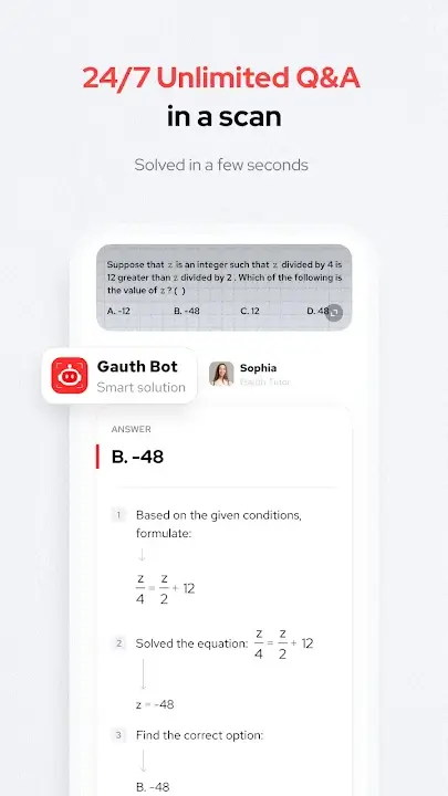 Gauthmath v1.94.1 MOD APK [Premium Unlocked] for Android Screenshot