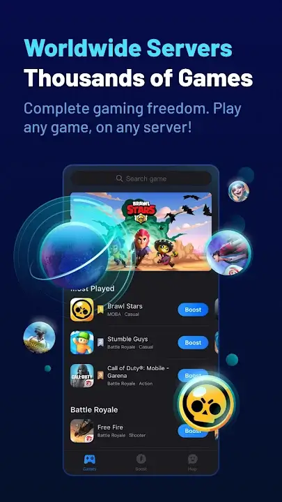 GearUP Game Booster MOD APK Best Gaming VPN and Lag Fix App for Android [Premium Unlocked] Screenshot