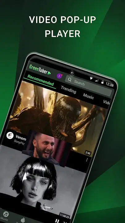 GreenTuber MOD APK Best Video Streaming and Background Player App for Android [Premium Unlocked] Screenshot
