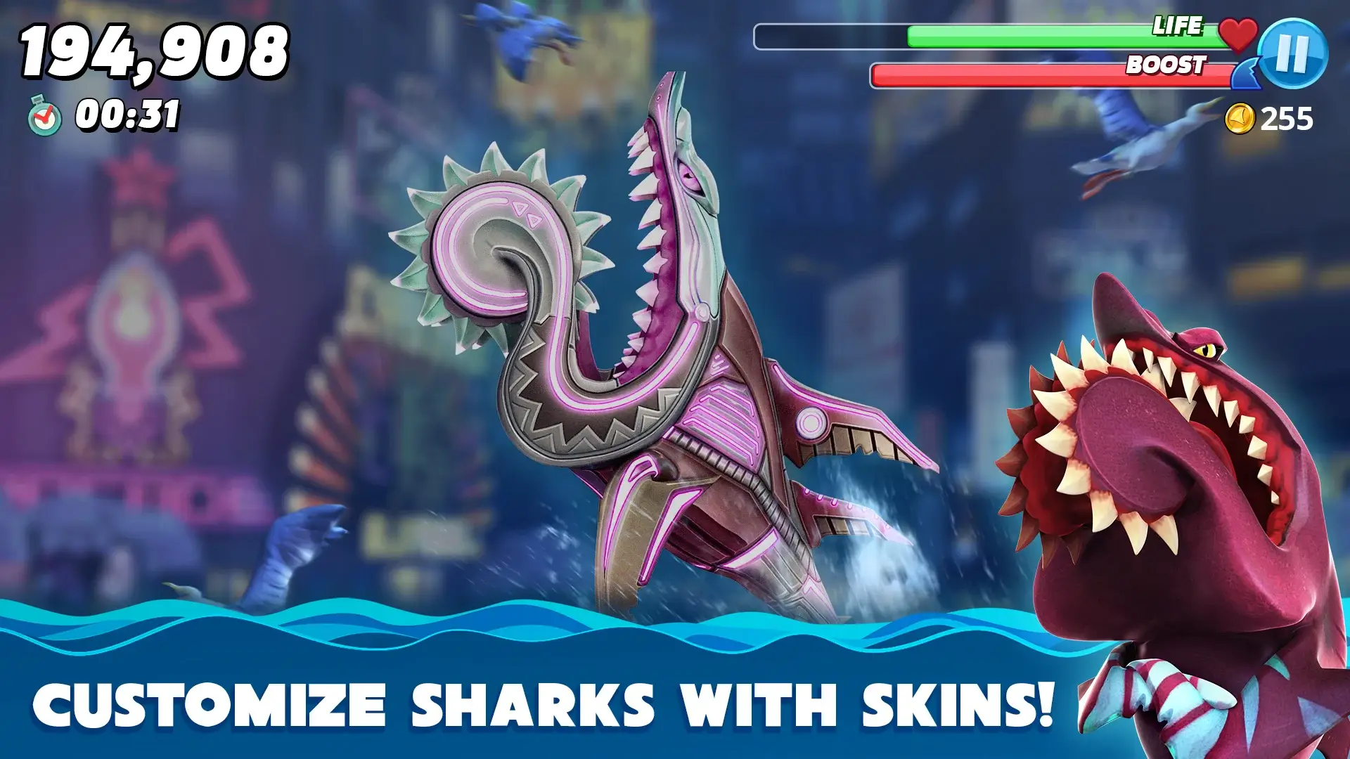 Hungry Shark MOD APK Unlimited Money &amp; Gems Shark Survival Game For Android (Latest Version) Screenshot