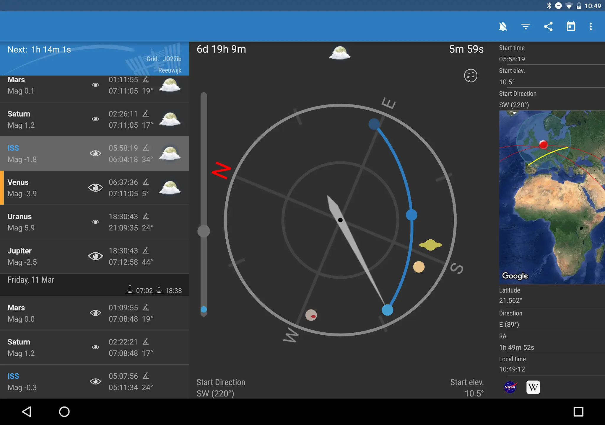 ISS Detector MOD APK Best Satellite Tracker and Space Station Finder App for Android [Premium Unlocked] Screenshot