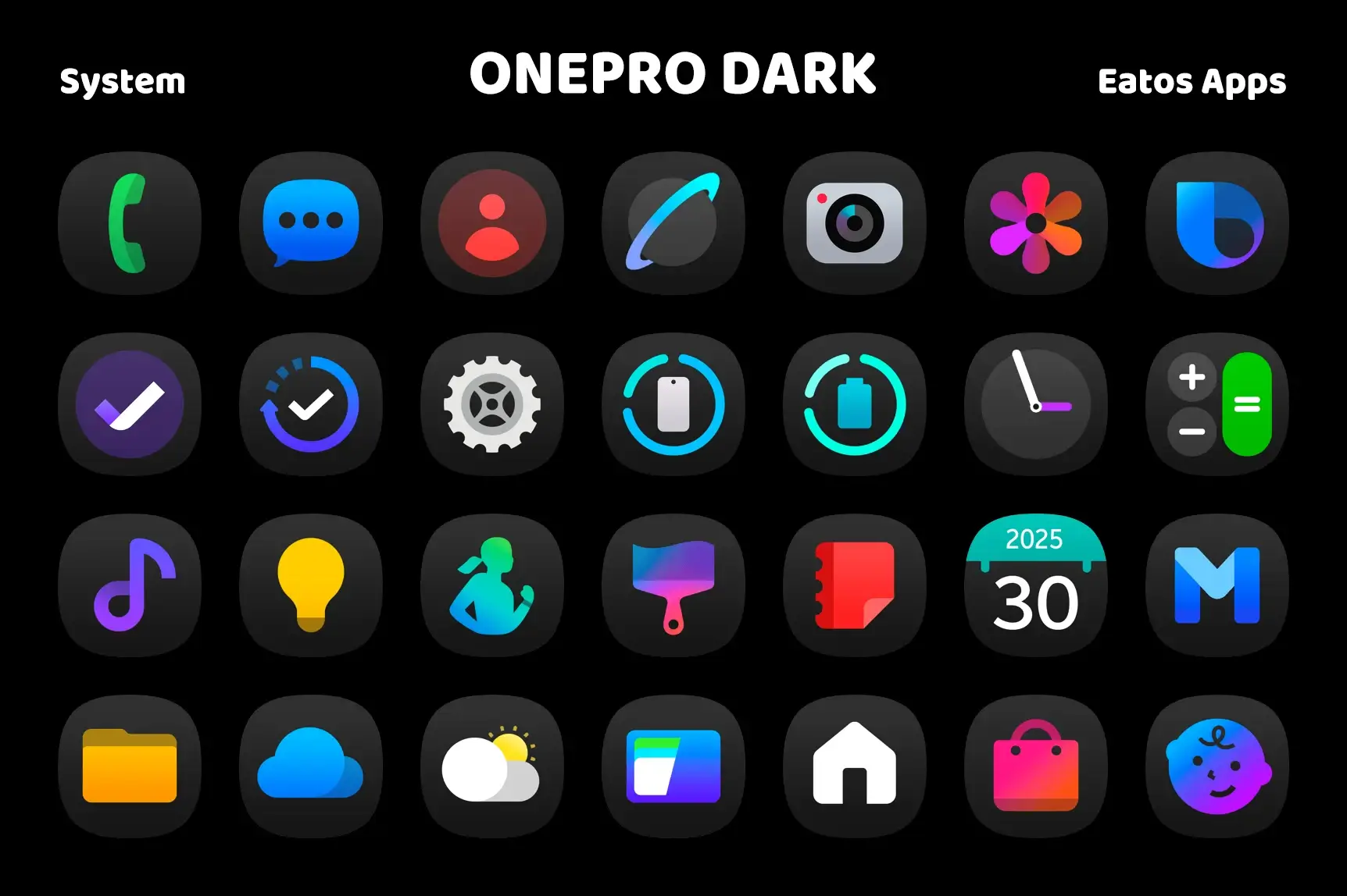 OnePro Dark MOD APK Best AMOLED Dark Theme Icon Pack for Android [Premium Unlocked] Screenshot