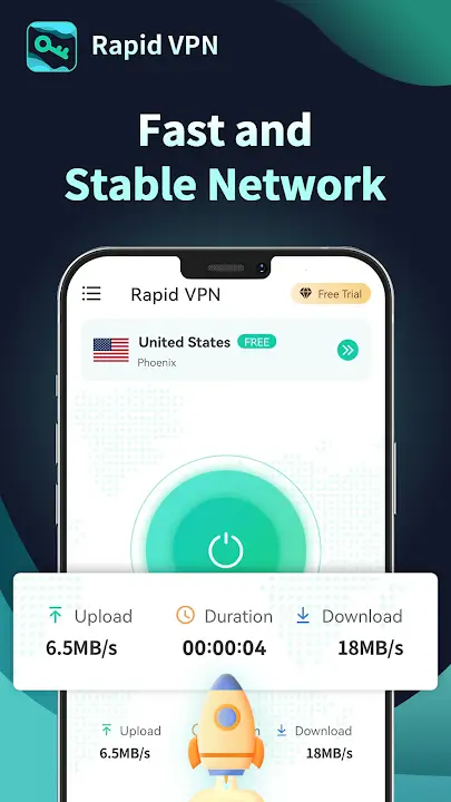 Rapid VPN MOD APK Best Secure VPN and Private Browsing App for Android [Premium Unlocked] Screenshot