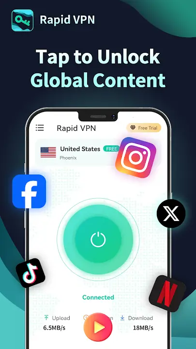 Rapid VPN MOD APK Best Secure VPN and Private Browsing App for Android [Premium Unlocked] Screenshot