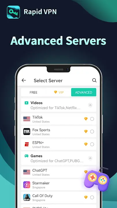 Rapid VPN MOD APK Best Secure VPN and Private Browsing App for Android [Premium Unlocked] Screenshot