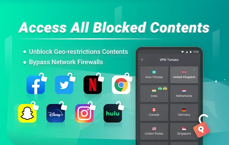 Tomato VPN MOD APK Best Fast Secure VPN and Private Internet App for Android [Premium Unlocked] Screenshot