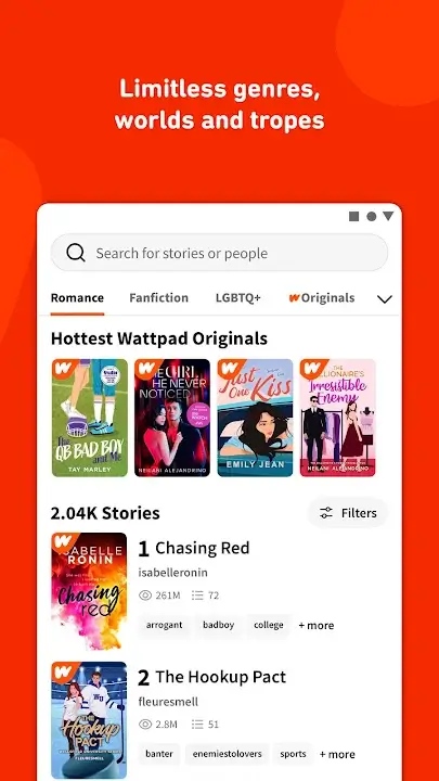 Wattpad MOD APK Best Reading and Story Writing App for Android [Premium Unlocked] Screenshot
