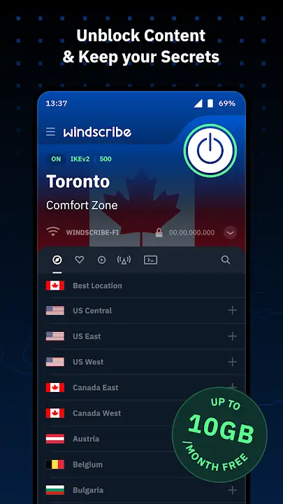 Windscribe VPN MOD APK Best Secure VPN and Privacy Protection App for Android [Premium Unlocked] Screenshot